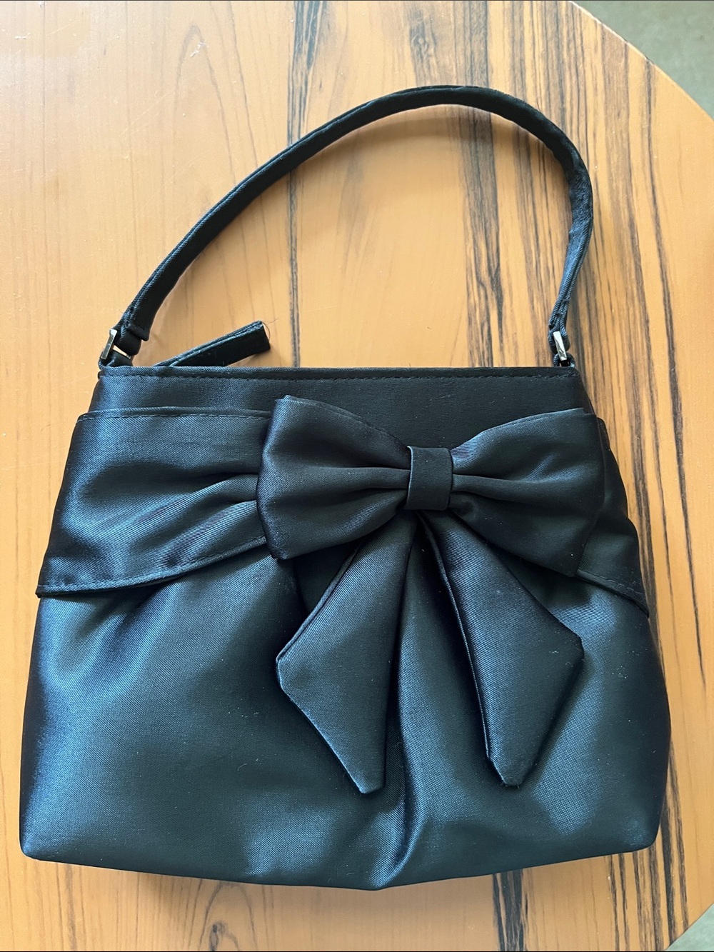 Accessorize Black Satin Bow Shoulder Bag